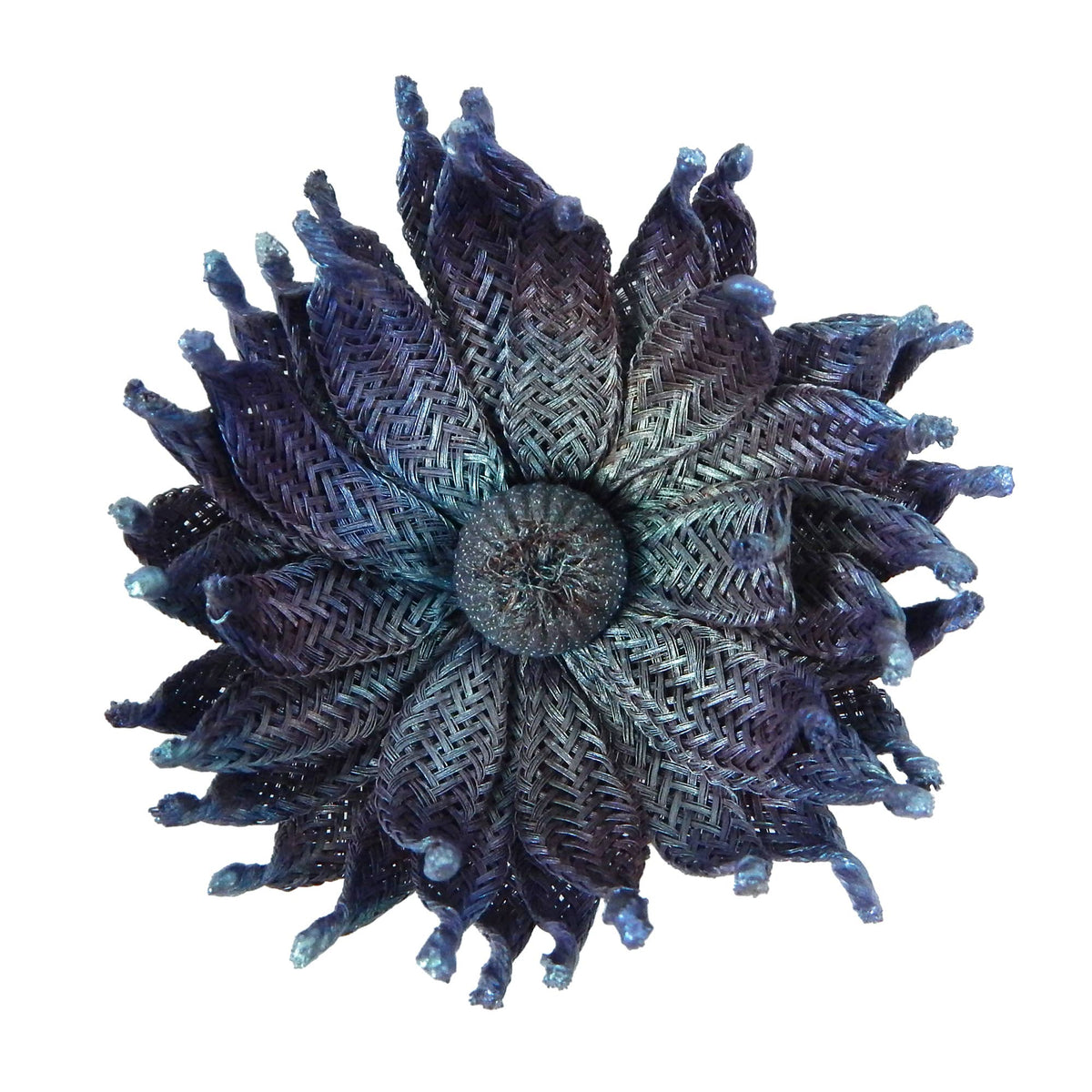 Sarah Cavender Metalworks -  Woven Wire Zinnia Pin, Blue