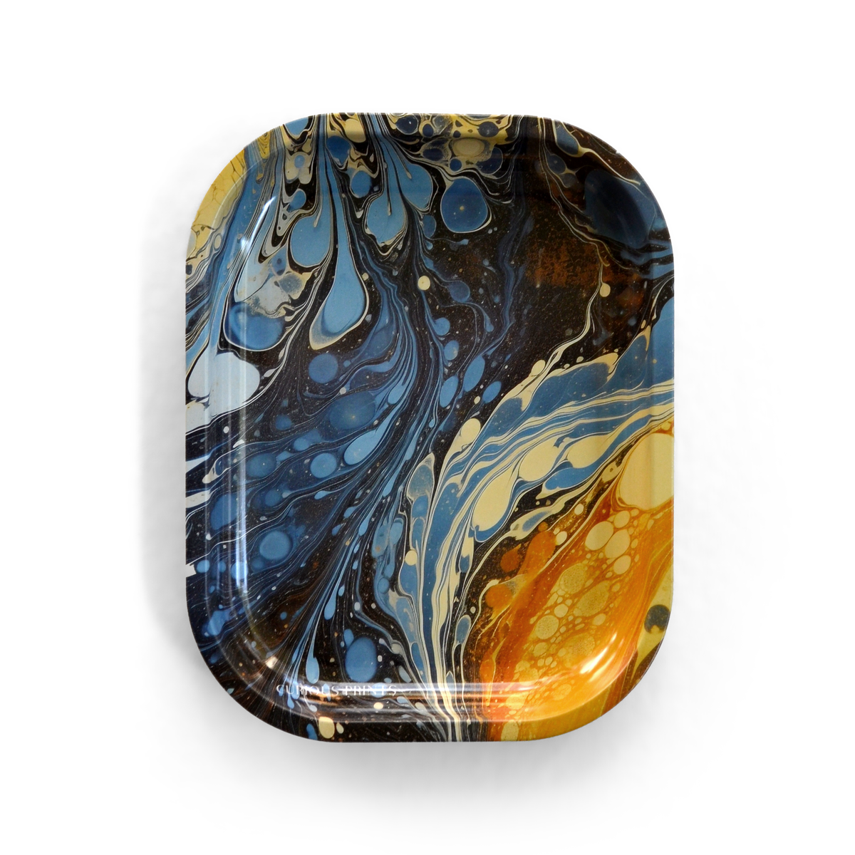 Small Metal Vintage Marbled Blue Galaxy Decorative Tray
