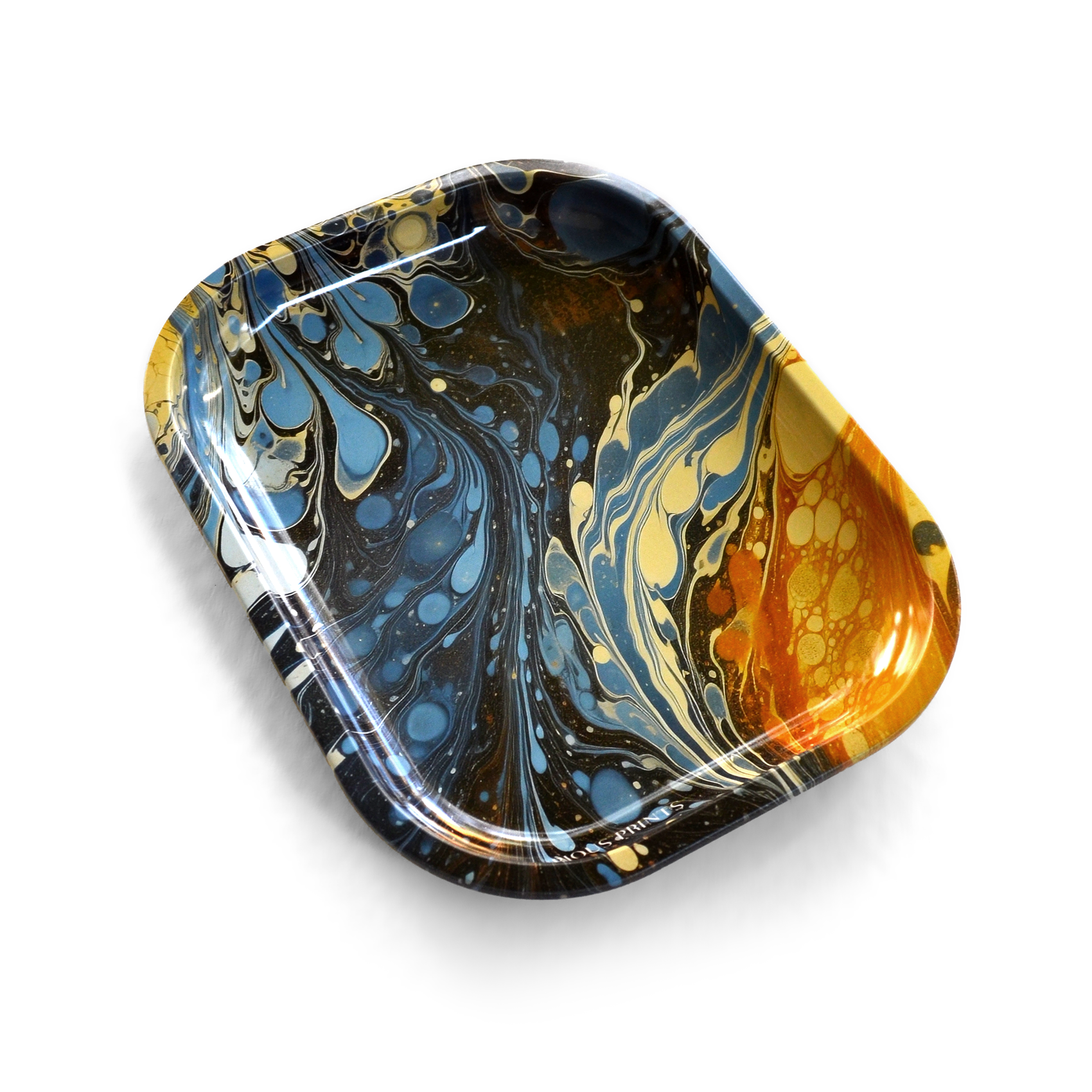 Small Metal Vintage Marbled Blue Galaxy Decorative Tray