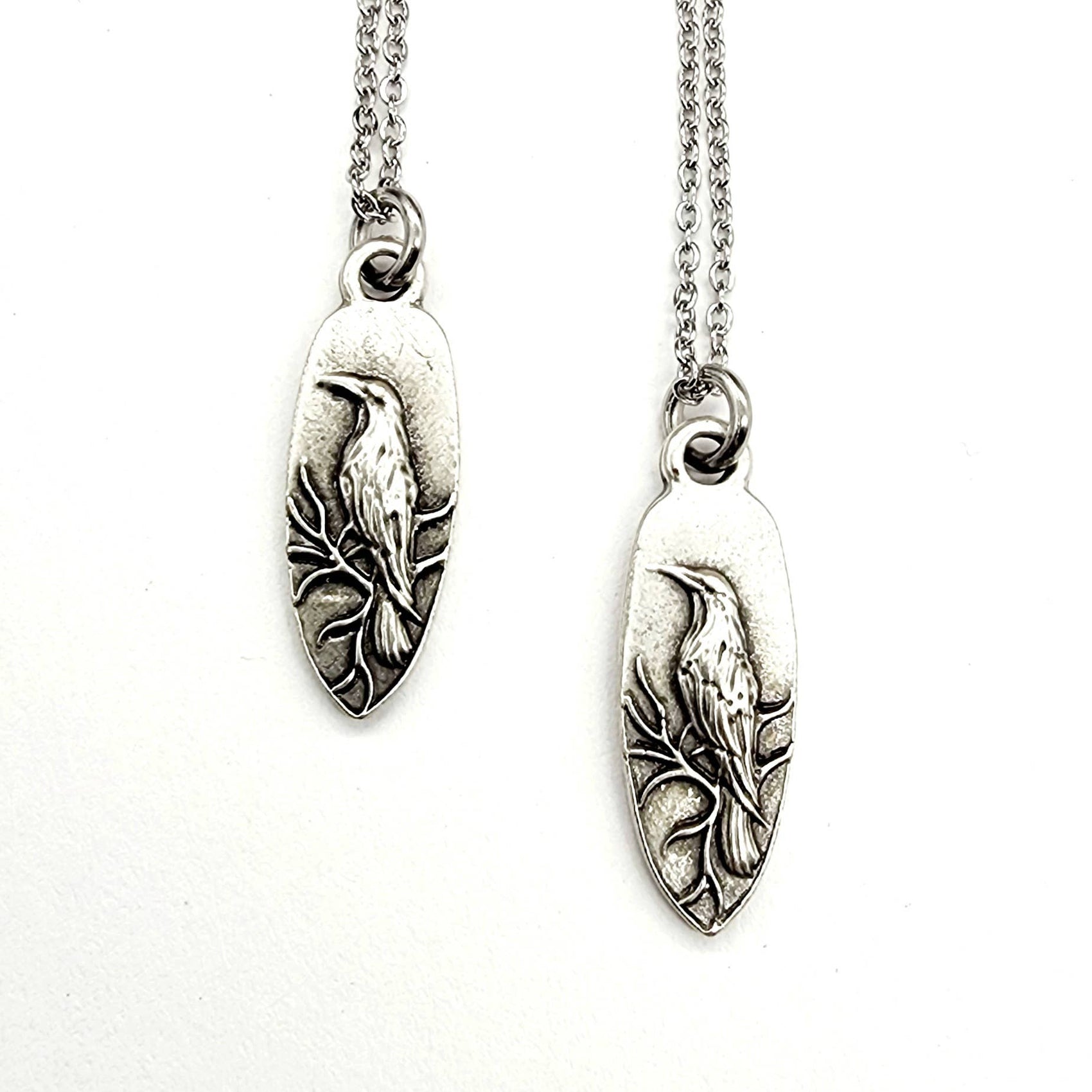 MergingMetals - Antique Silver Whispering Raven Pendant Necklace