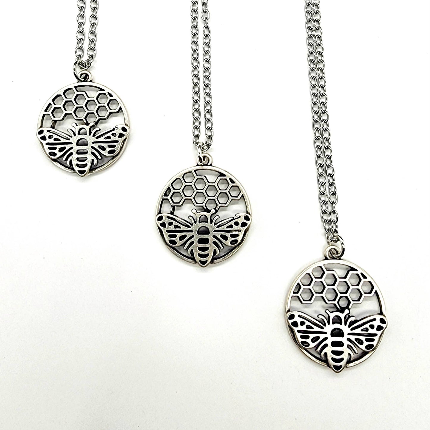 MergingMetals - Silver Honeybee Pendant Necklace