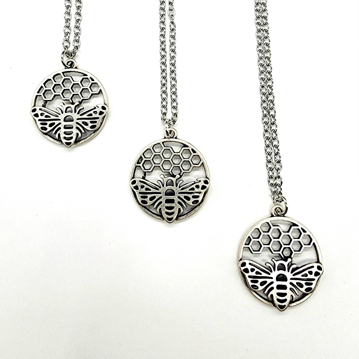 MergingMetals - Silver Honeybee Pendant Necklace