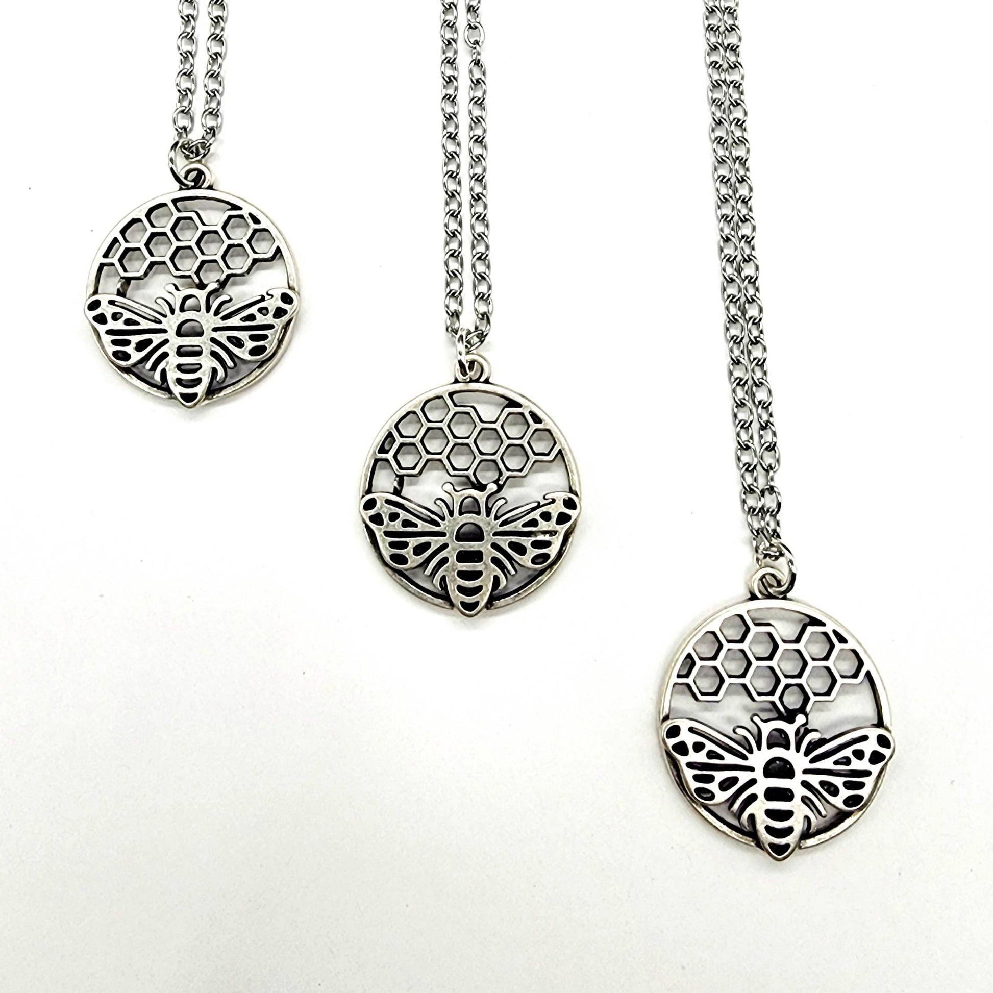 MergingMetals - Silver Honeybee Pendant Necklace