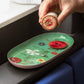 Roomytown Inc - Oval Enamel Tray - Festival of Flowers