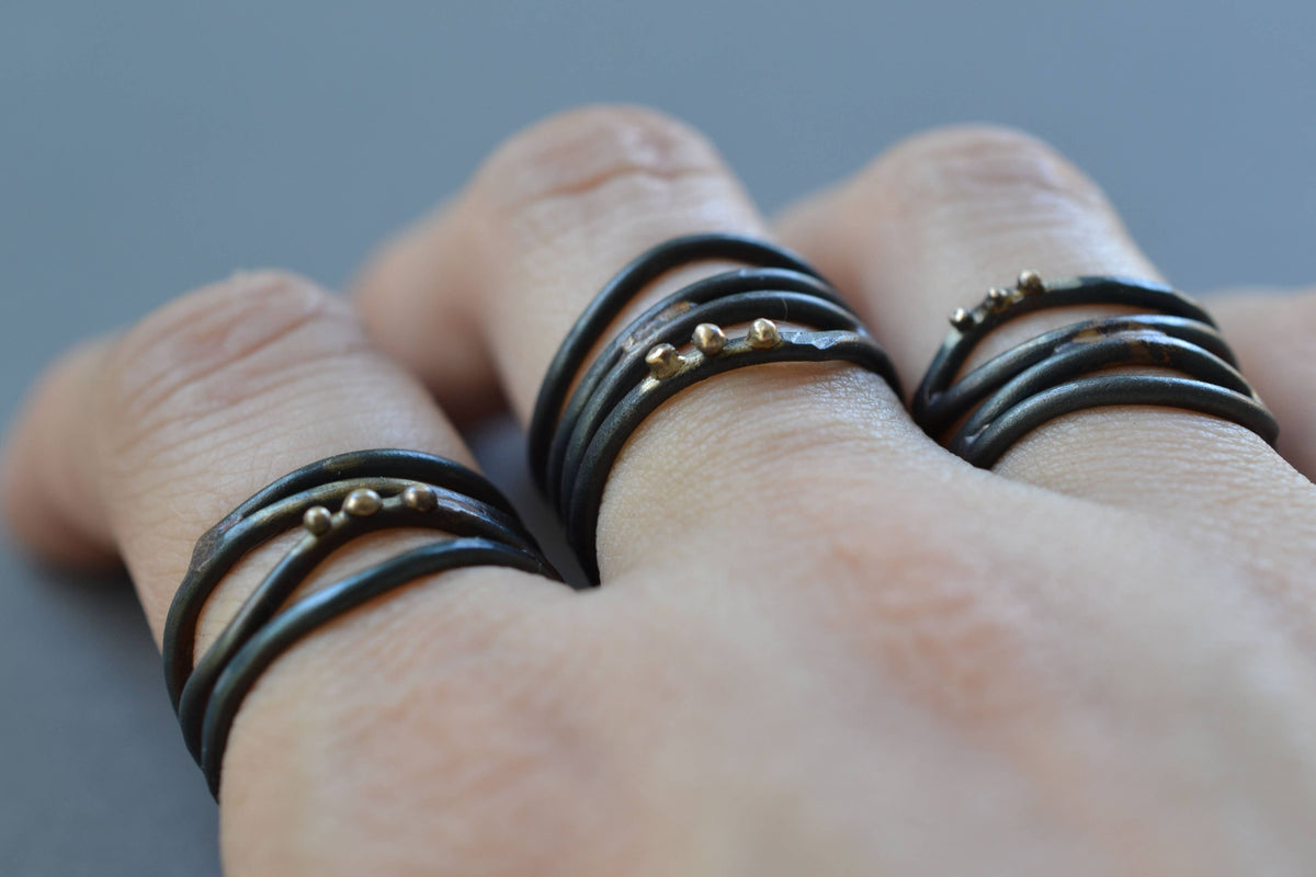 Metamorphosis Metals/Sonya Coulson Rook and Jackey Rook - Linear Wrap Ring: Size 9