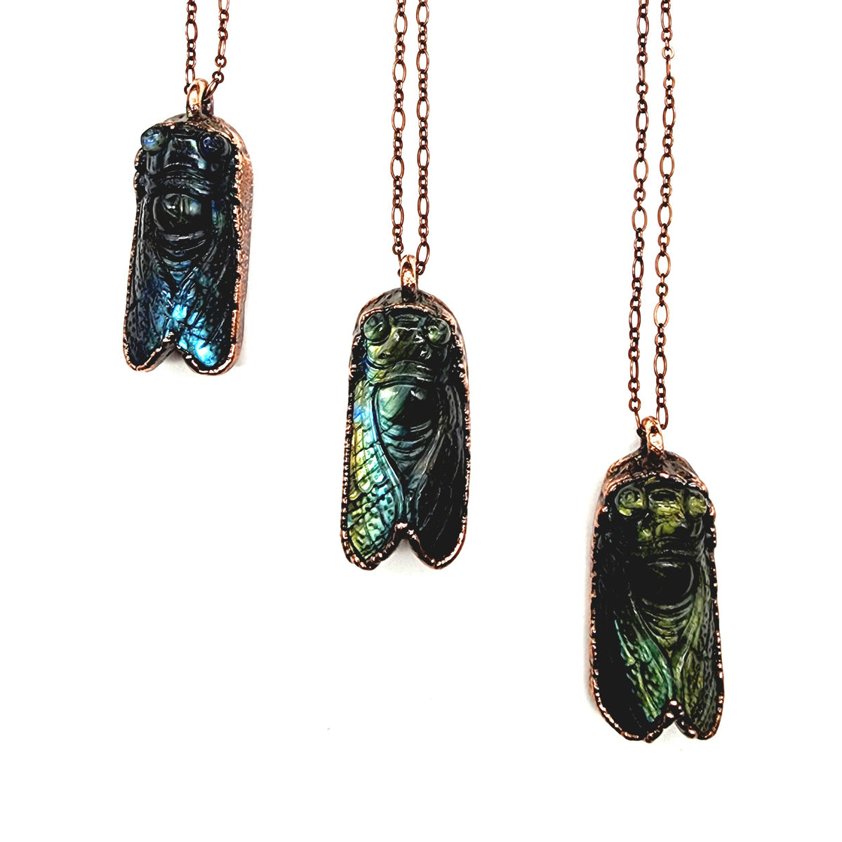 MergingMetals - Labradorite Carved Cicada Necklace