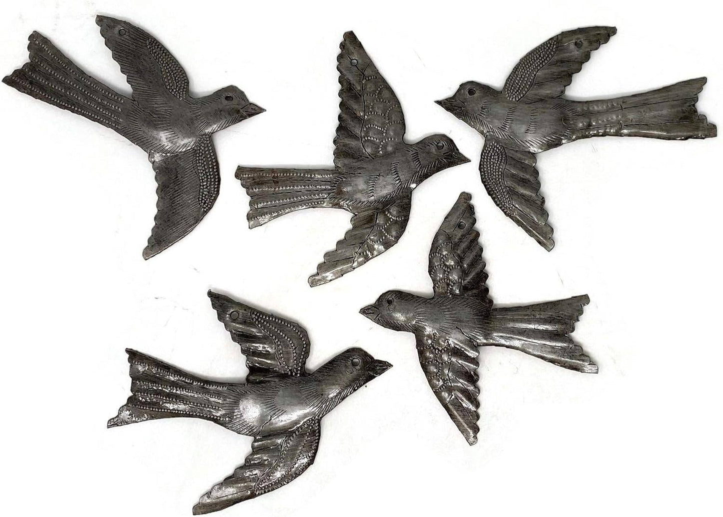Haiti Fair Trade~ It's Cactus - Set of 5 Birds, Garden Home Décor, Metal Plaques 4" Regular