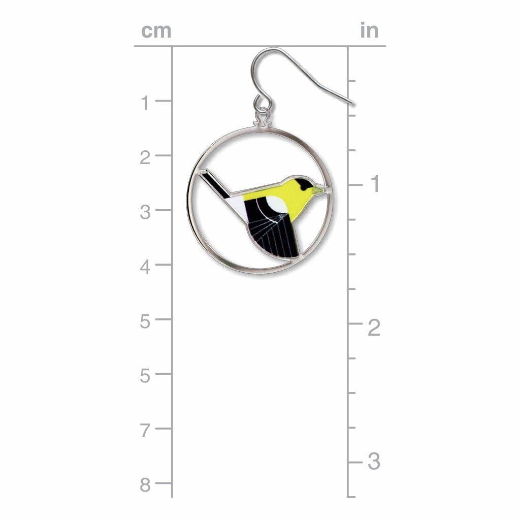 David Howell and Company - Charley Harper's Goldfinch Earrings, MADE in USA Regular