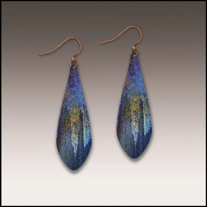 ILLUSTRATED LIGHT: Midnight Blue Nature Long Drop Earrings