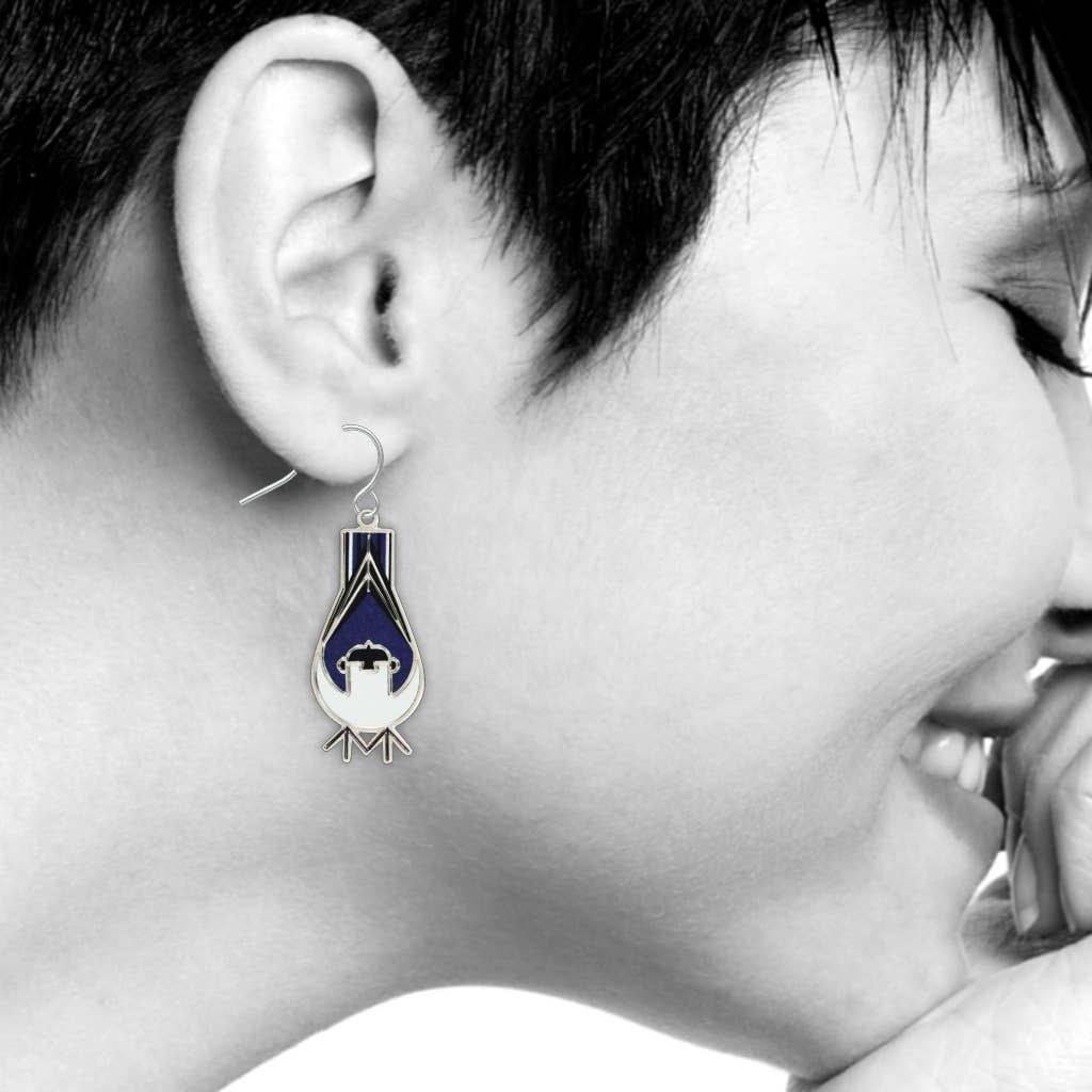 David Howell and Company - Charley Harper's Nuthatch Earrings, MADE in USA Regular