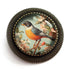 The Divine Iguana:Vintage Robin Glass Cabochon Brooch