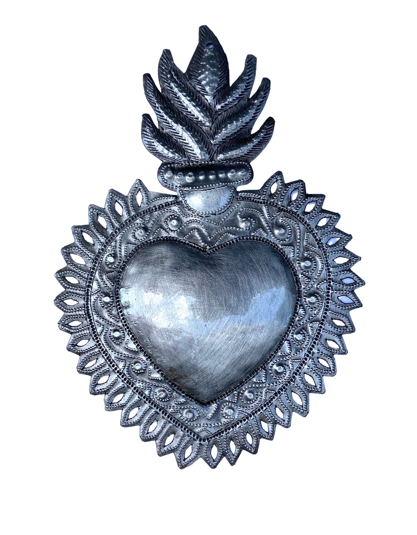 Haiti Fair Trade~ It's Cactus - Sacred Heart, Haiti Flaming Heart, Religious Folk Art 7"x10' Regular