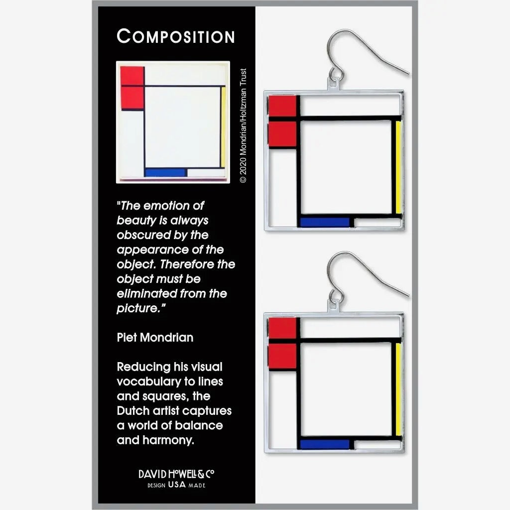 David Howell and Company: Mondrian Composition Earrings, Made in USA