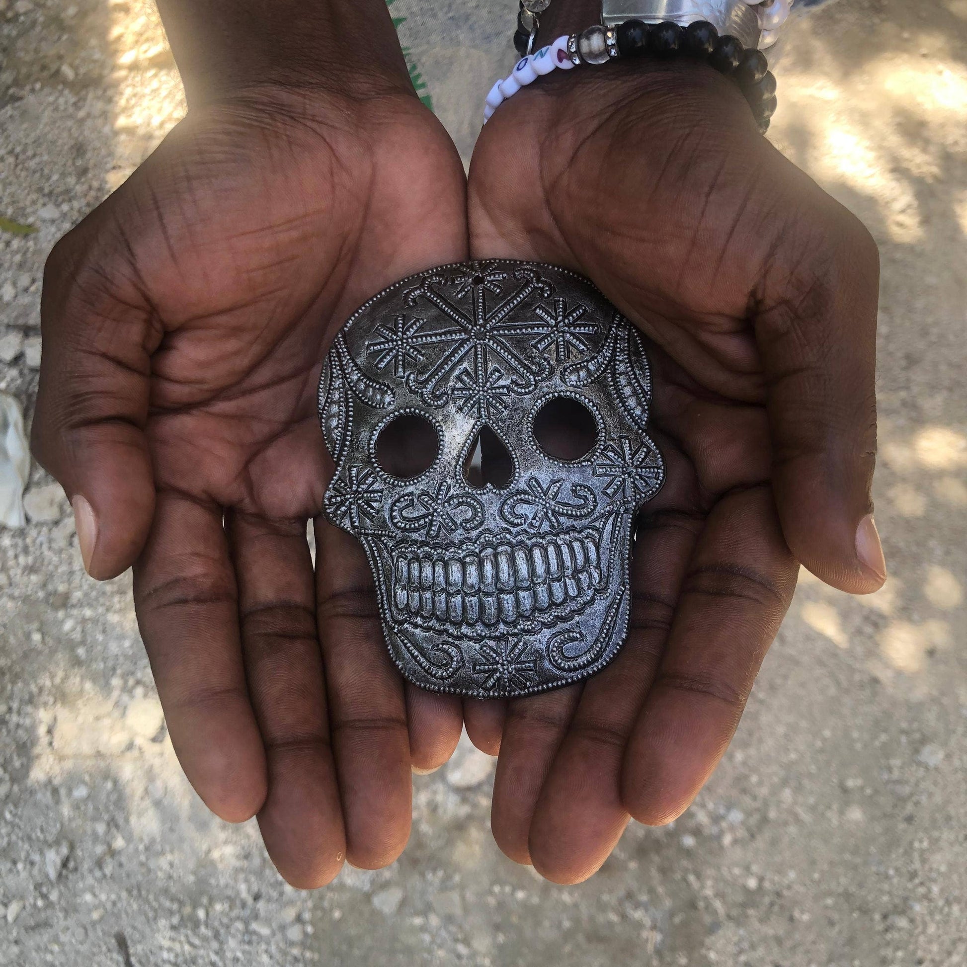 Haiti Fair Trade~ It's Cactus - Day of the Dead, Sugar Skull Ornament, Halloween Decor Regular