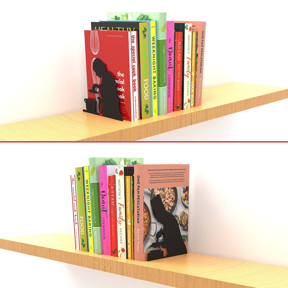 Artori Design LLC - Chef Laser-Cut Metal Bookends for Cookbooks Regular