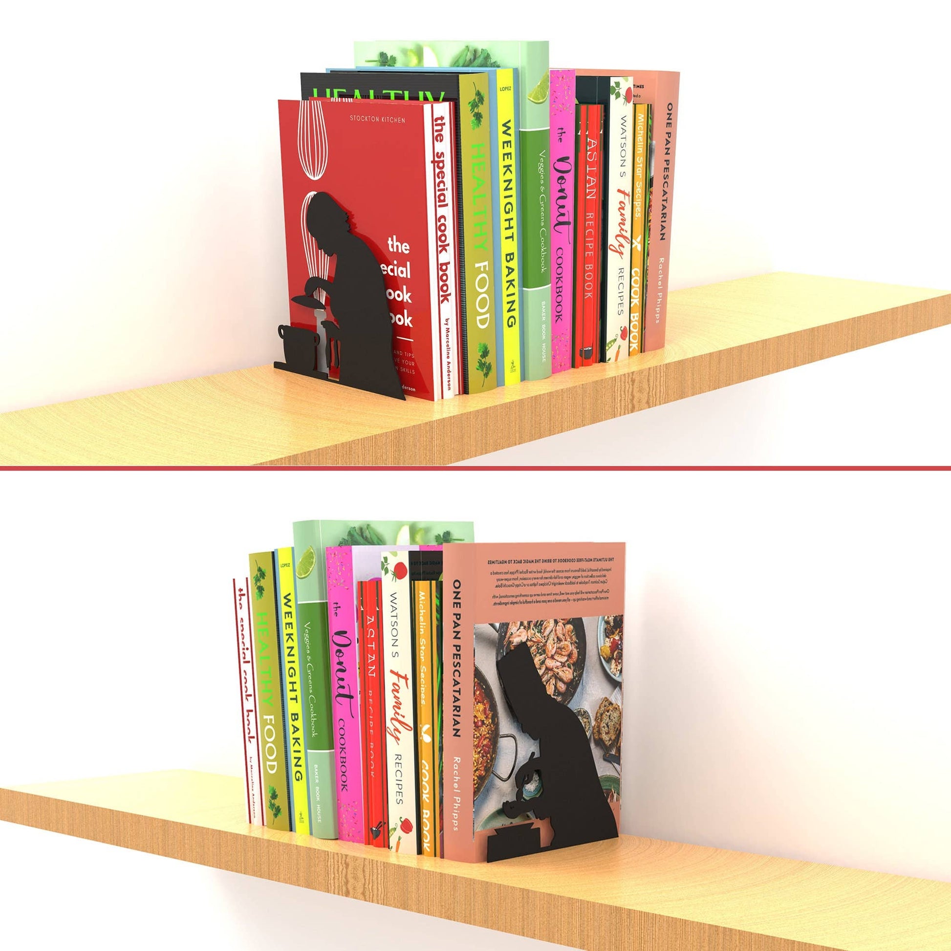 Artori Design LLC - Chef Laser-Cut Metal Bookends for Cookbooks Regular
