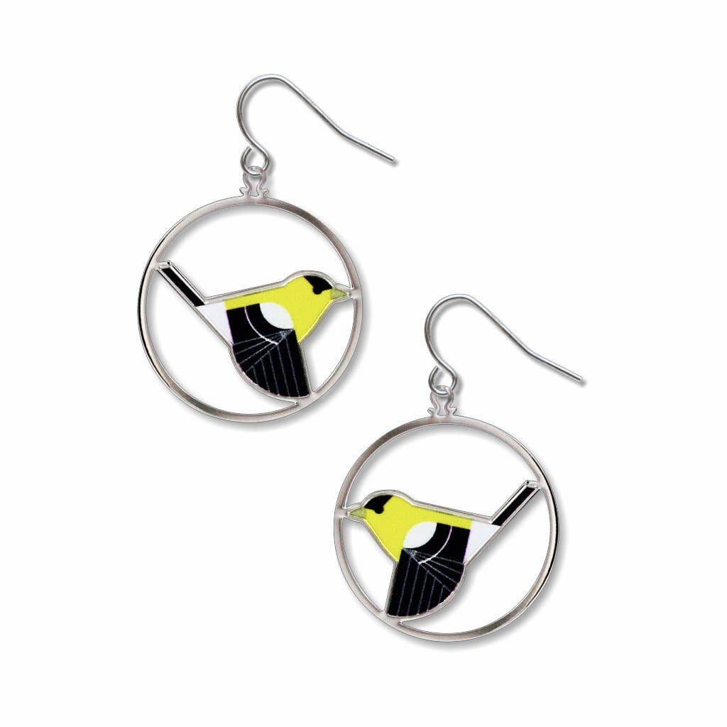 David Howell and Company - Charley Harper's Goldfinch Earrings, MADE in USA