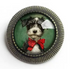 The Divine Iguana: Terrier in Red Bow Bronze and Glass Christmas Puppy Brooch