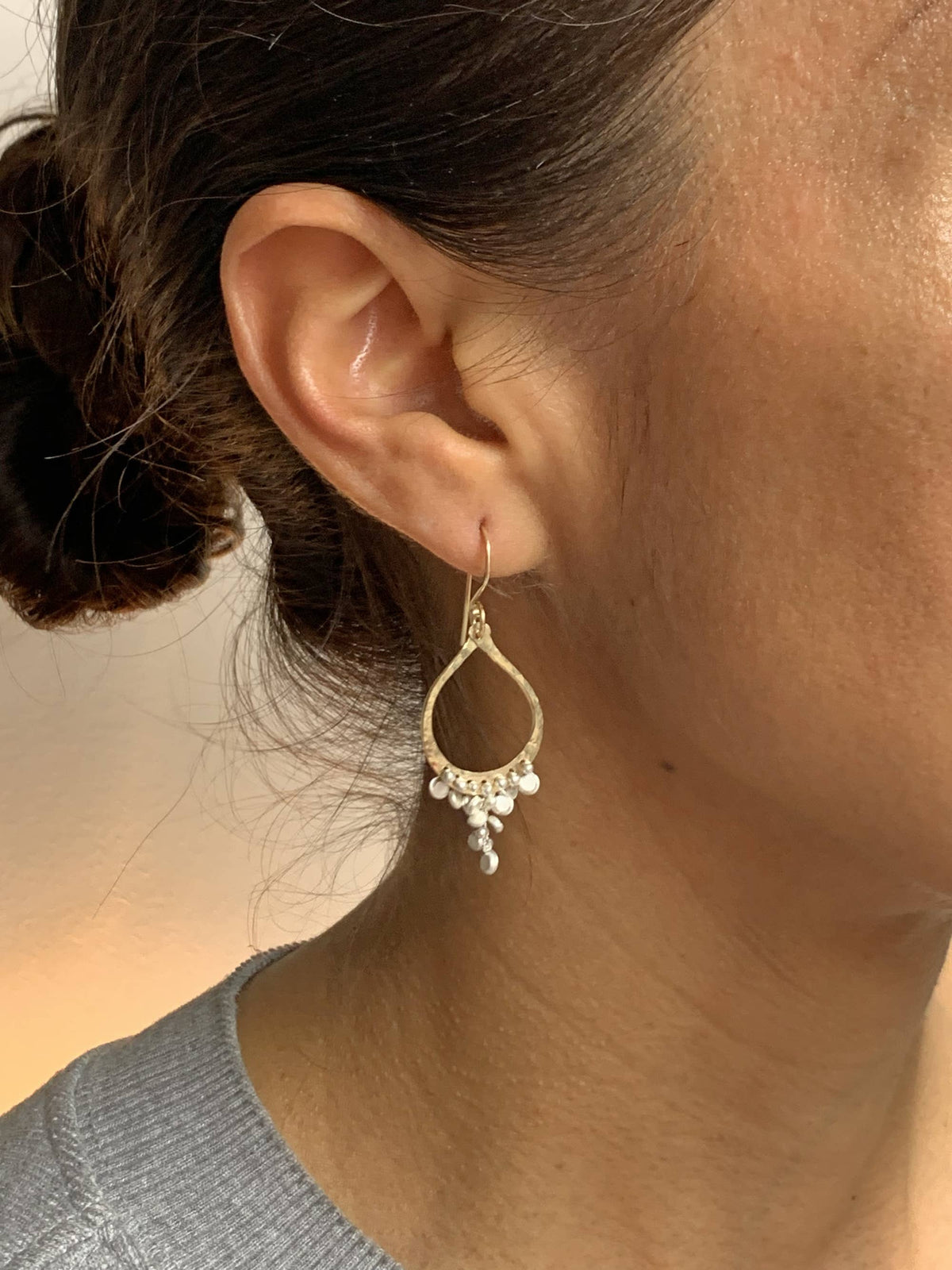 YedOmi Jewelry - Small Tear Confetti Earrings: Oxidized Sterling Silver