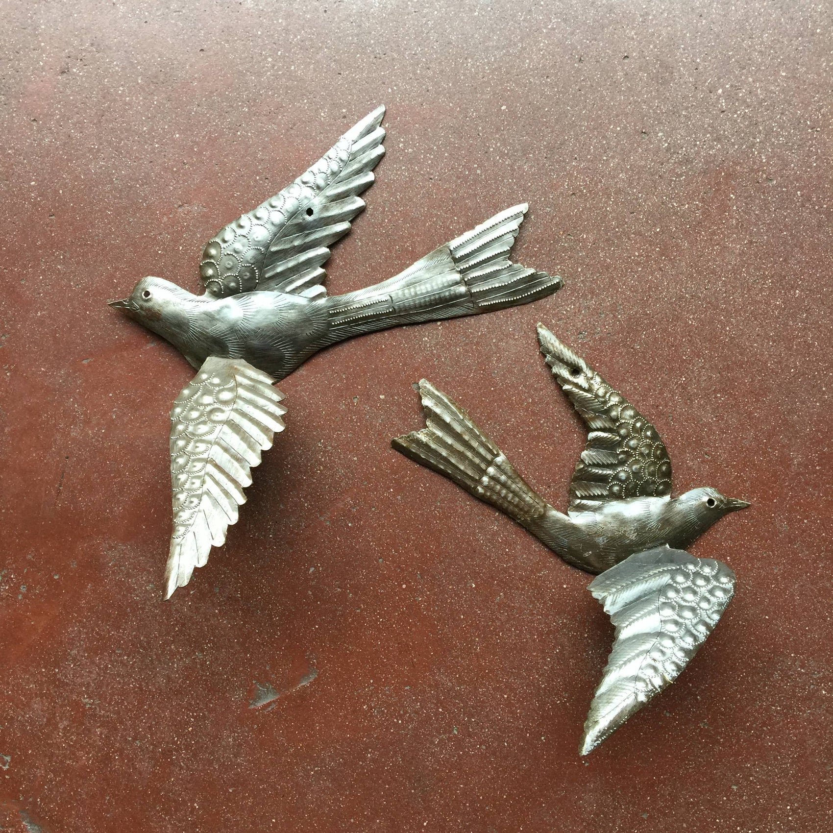 Haiti Fair Trade~ It's Cactus - 13" Set/2 Large Birds, $11 ea. 3D Wings, Home Garden Plaques Regular