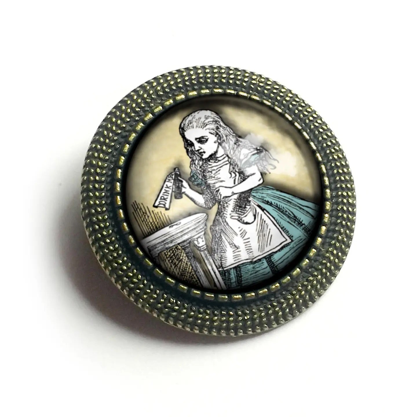 The Divine Iguana: Alice in Wonderland "Drink Me" Brooch