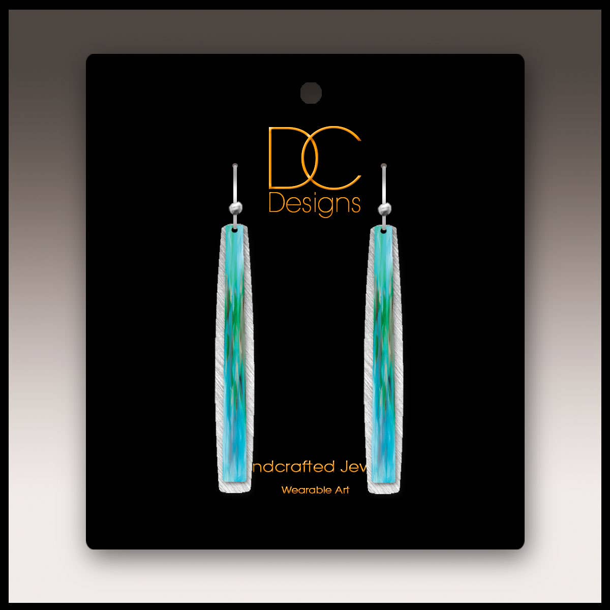 Illustrated Light & DC Designs - Aqua Abstract Icicle Multilayer Handmade Earrings Regular