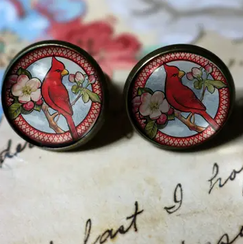 The Divine Iguana: Hummingbird Art Nouveau Stud Earrings