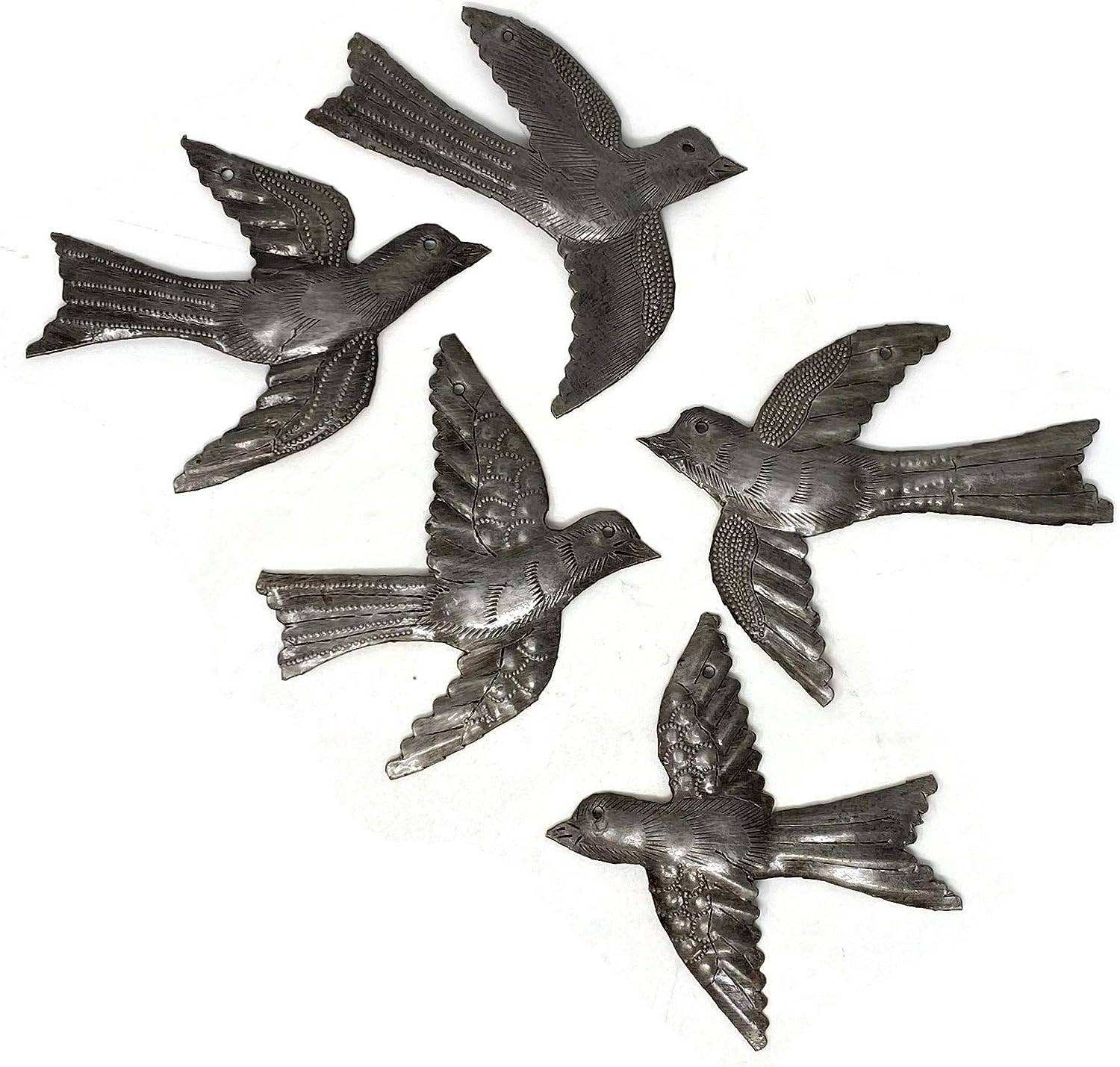 Haiti Fair Trade~ It's Cactus - Set of 5 Birds, Garden Home Décor, Metal Plaques 4"