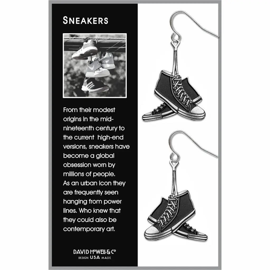 David Howell and Company: Sneakers Black Earrings, Made in USA