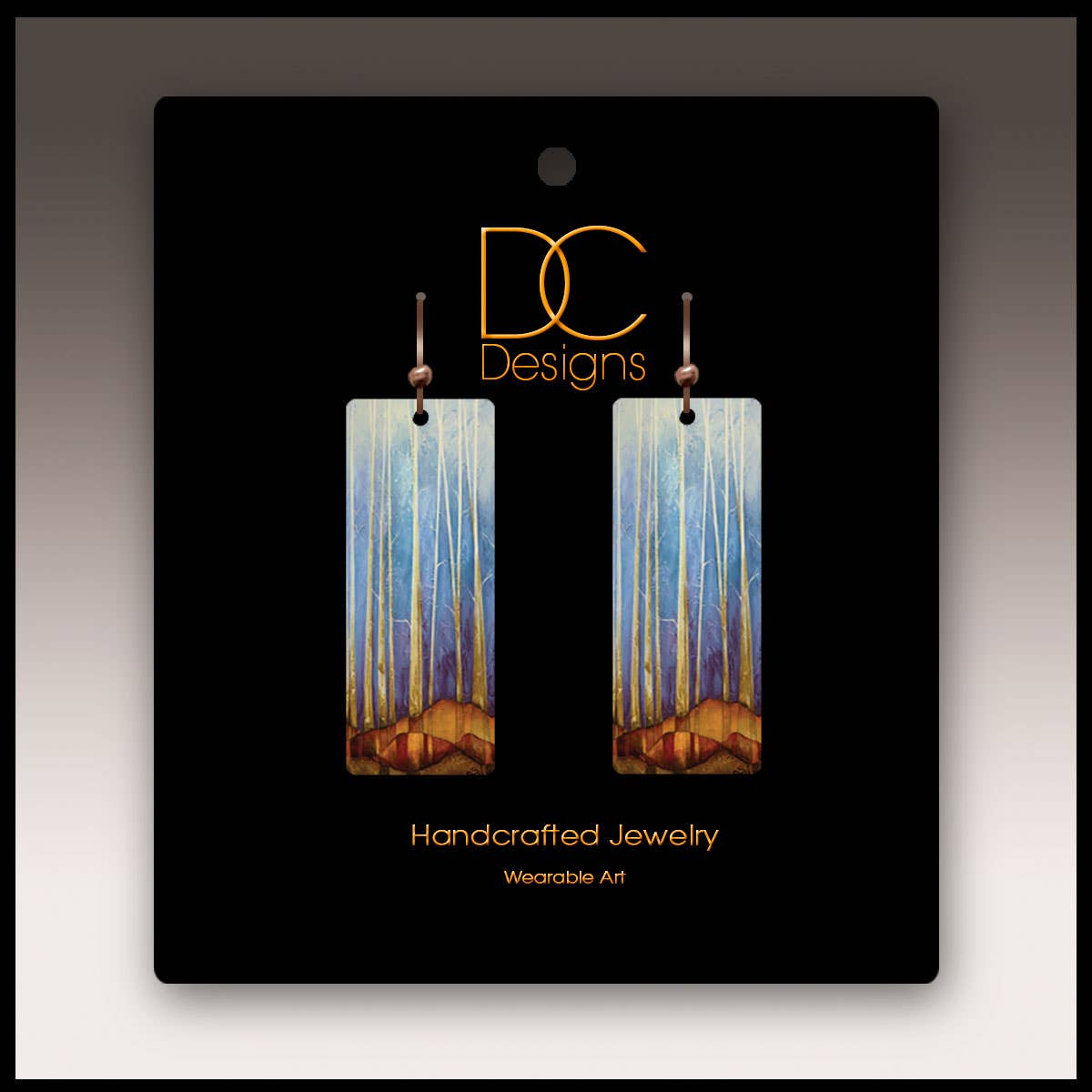 Illustrated Light & DC Designs - Cool Forest Rectangle Handmade Earrings Regular
