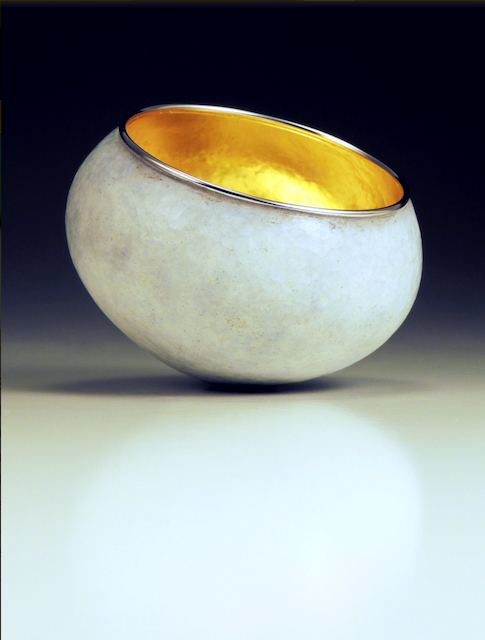 David Huang: Luminosity #2019. Copper, Fine Silver,23k Gold Leaf, White Patina, Vessel