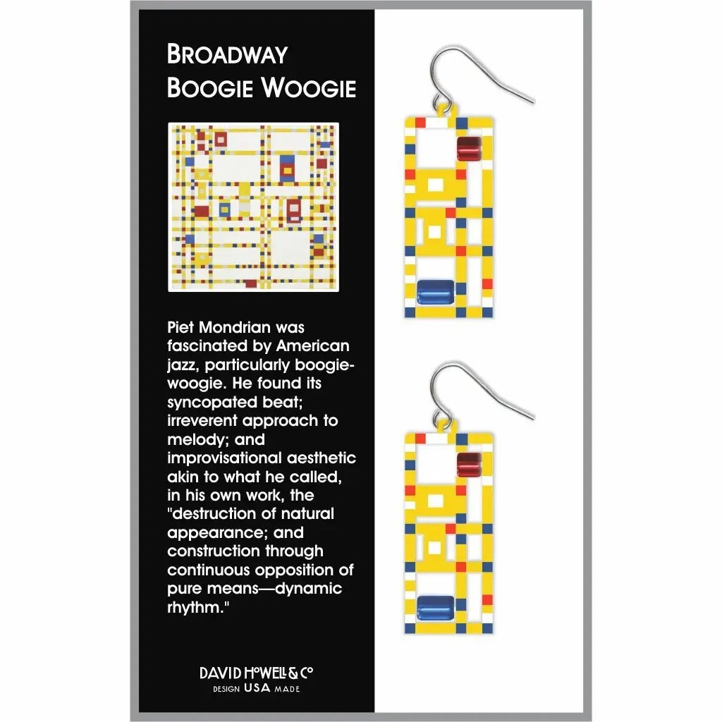 David Howell and Company: Mondrian Broadway Boogie Woogie Ny Earrings, Made in USA