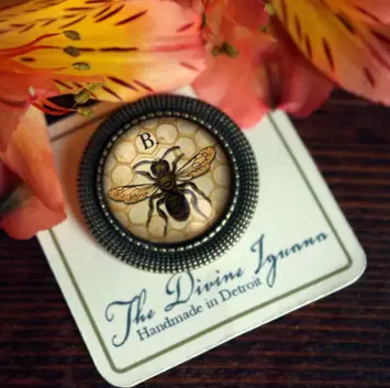 The Divine Iguana: Honey or Worker Bee Brooch