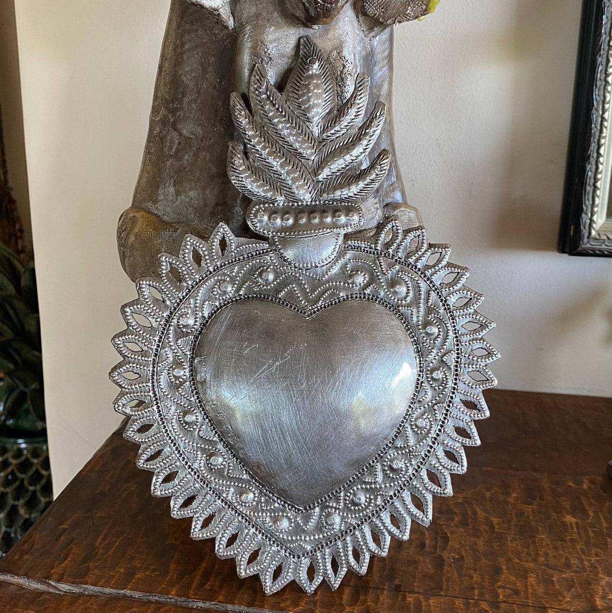 Haiti Fair Trade~ It's Cactus - Sacred Heart, Haiti Flaming Heart, Religious Folk Art 7"x10' Regular