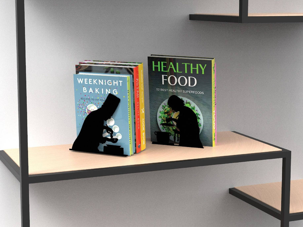 Artori Design LLC - Chef Laser-Cut Metal Bookends for Cookbooks Regular