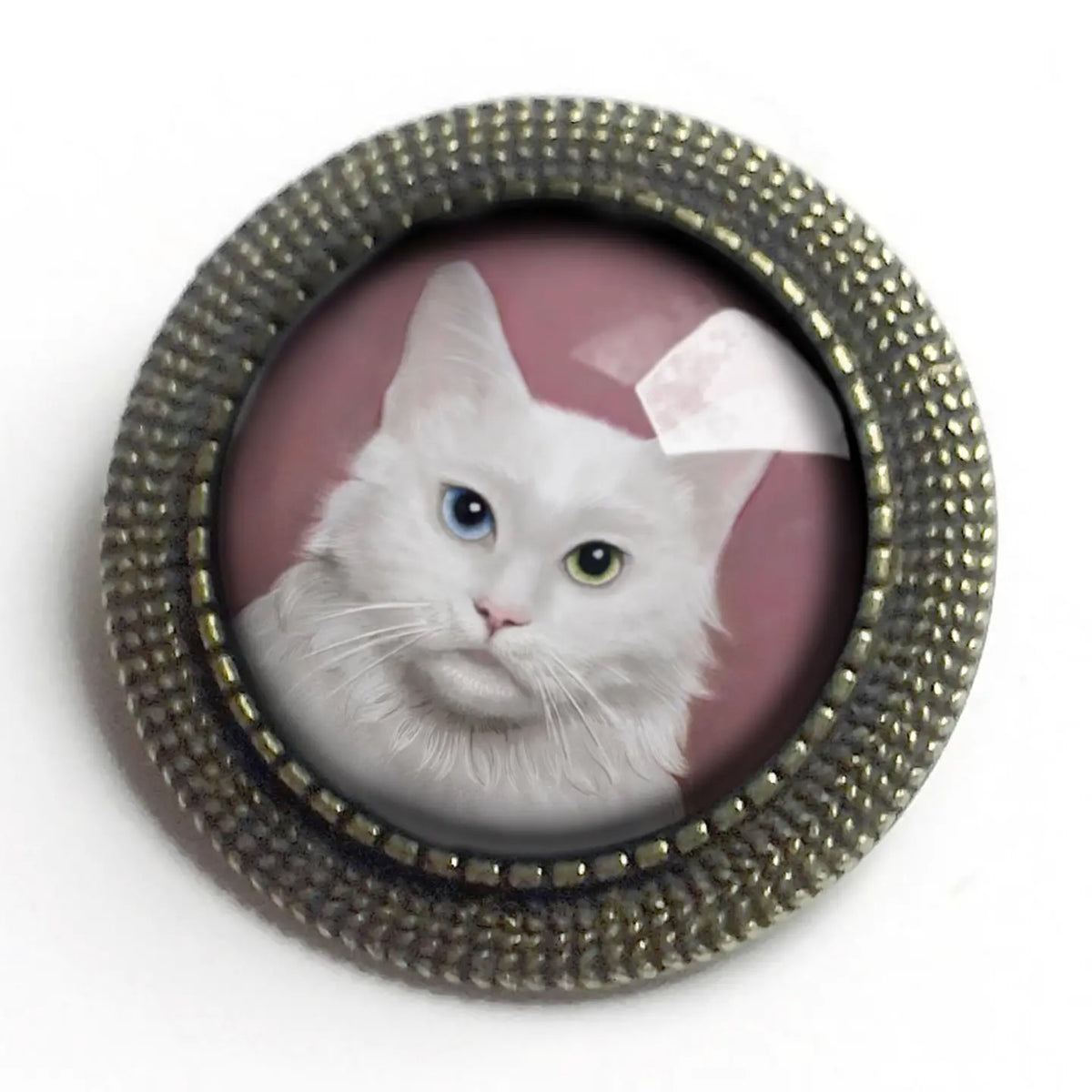 The Divine Iguana: Best Friends Long White Haired Cat Brooch- Turkish Angora