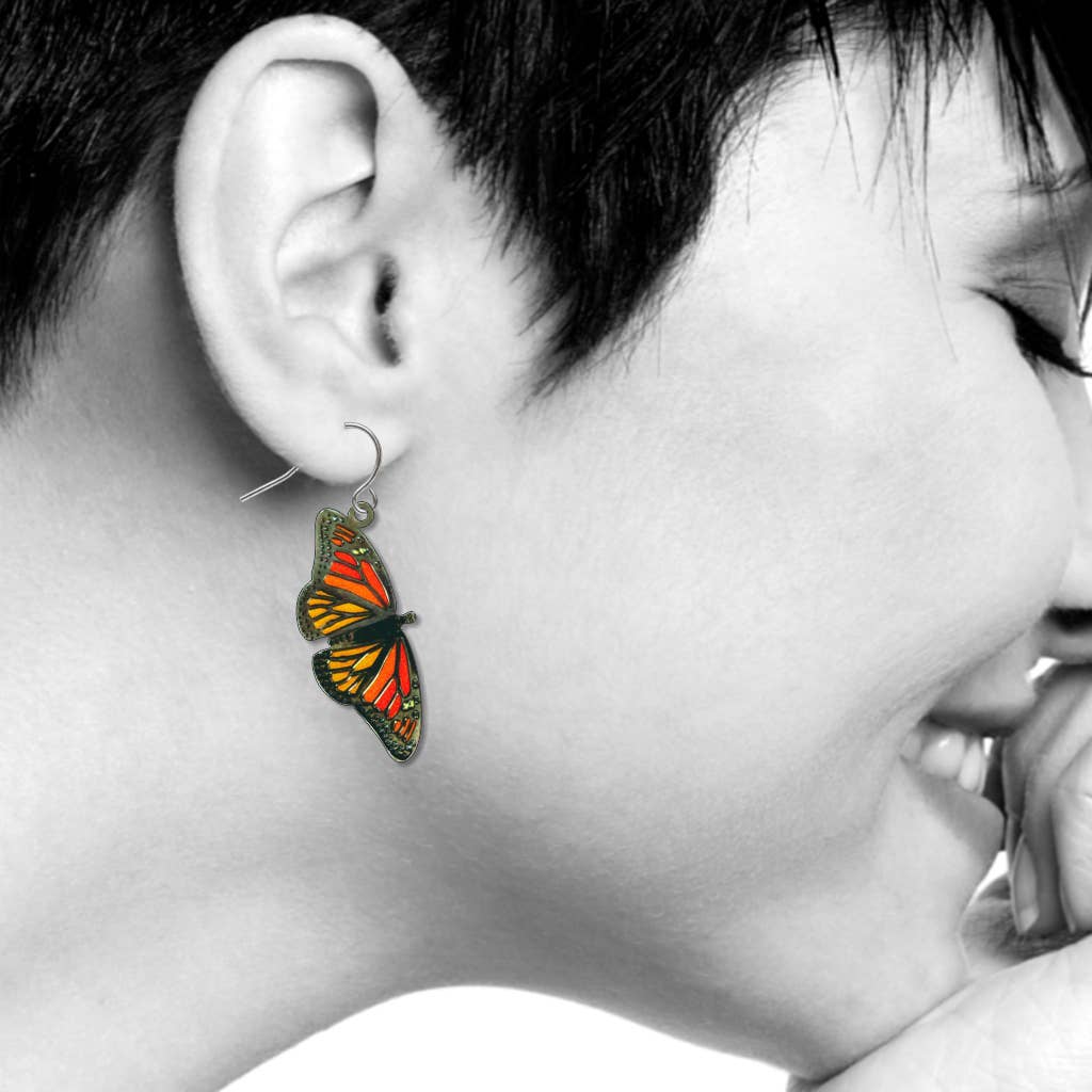 David Howell and Company - Monarch Butterfly Earrings, MADE in USA Regular