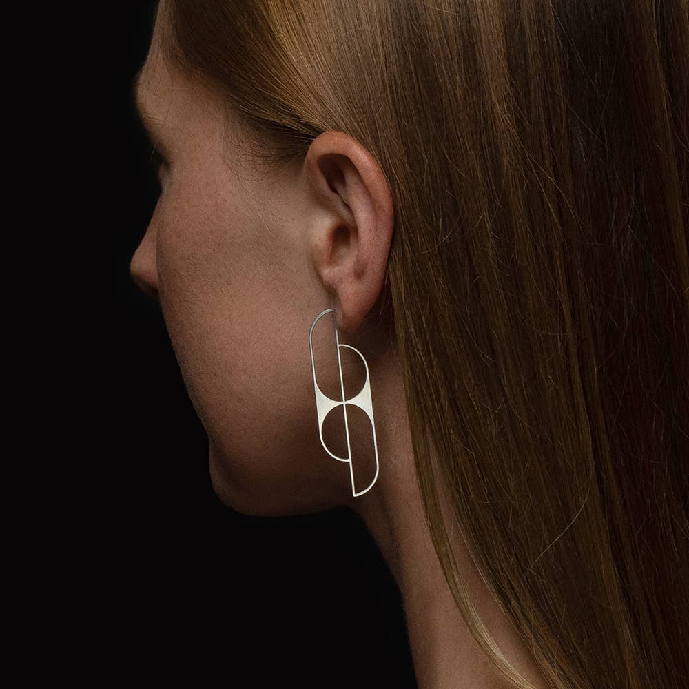 Angular Moment - Oval Maidan Earrings: Stainless Steel Regular
