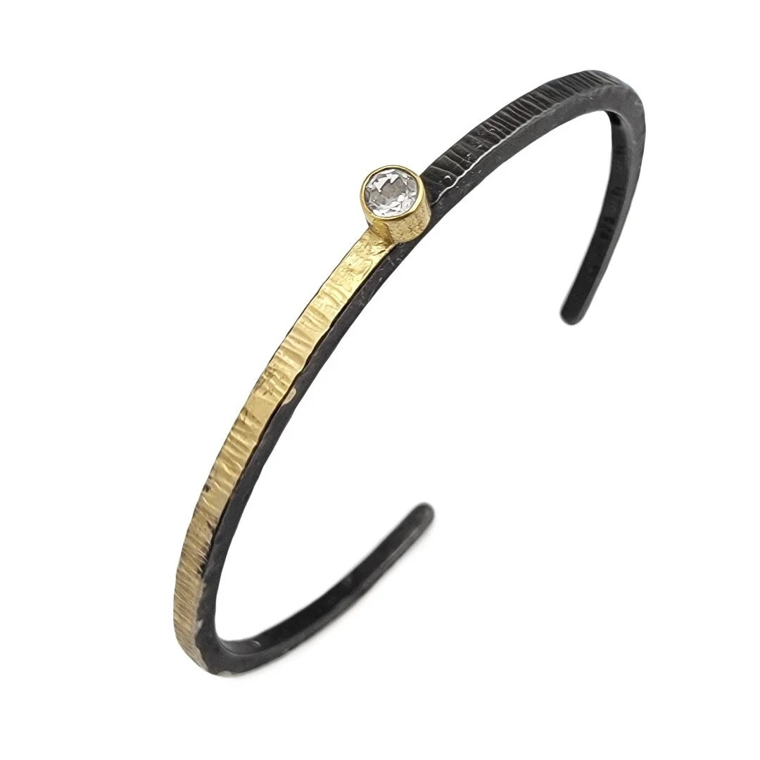 Ascendant Jewelry: Genesis “Gem Rise” Cuff, sterling, 18k, grey spinel