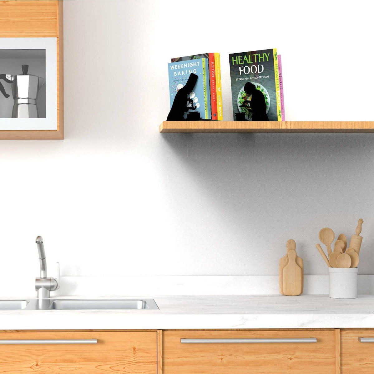Artori Design LLC - Chef Laser-Cut Metal Bookends for Cookbooks Regular