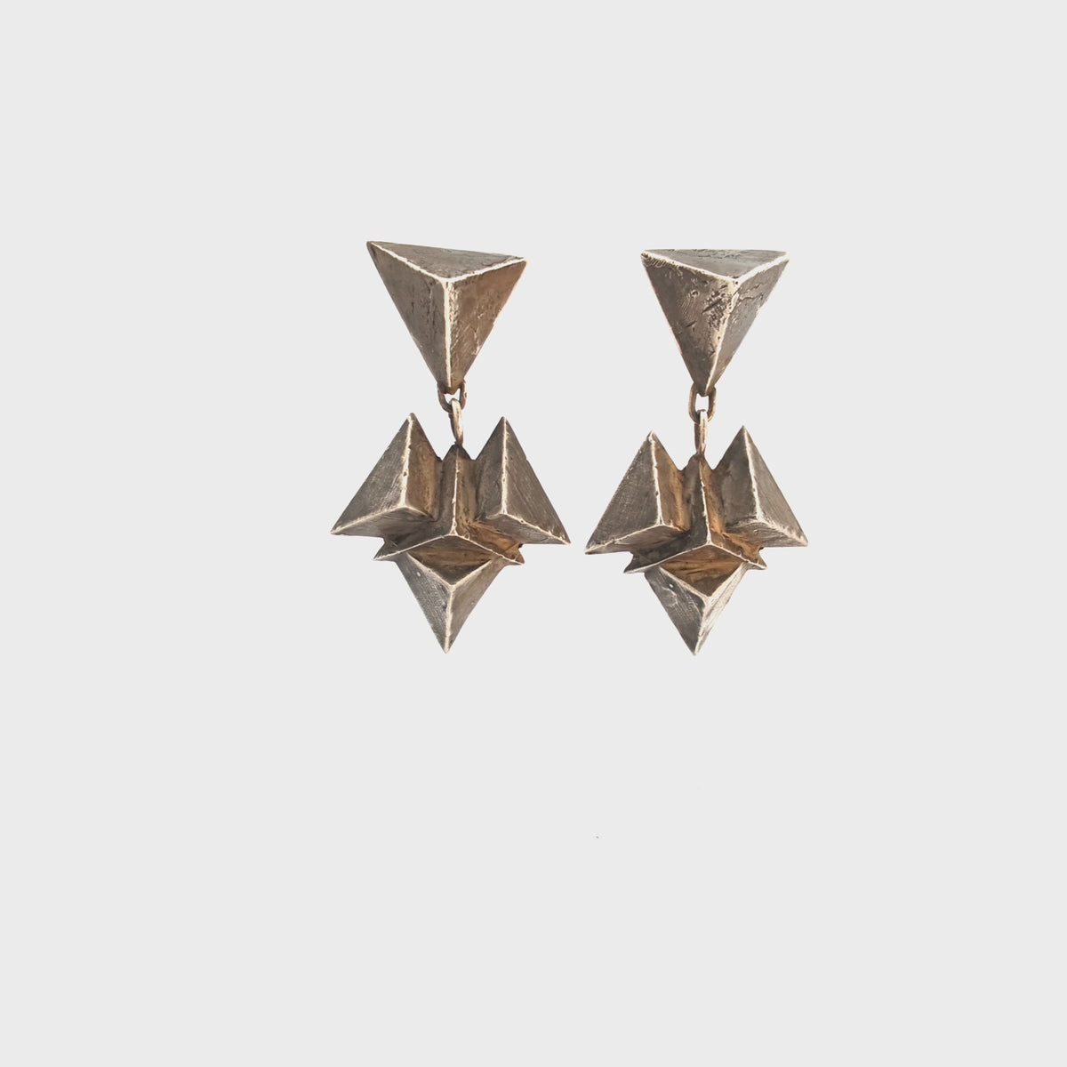 Zula:Stacked Triangle Statement Earrings