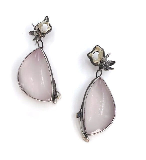 Anna Johnson: Rose quartz Eukya Earrings