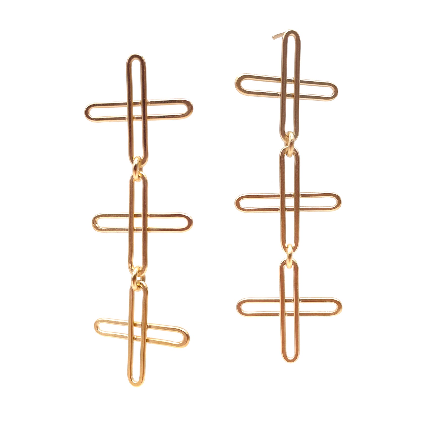 Emily Rogstad: Plus Chain Earrings, 22K VERMEIL