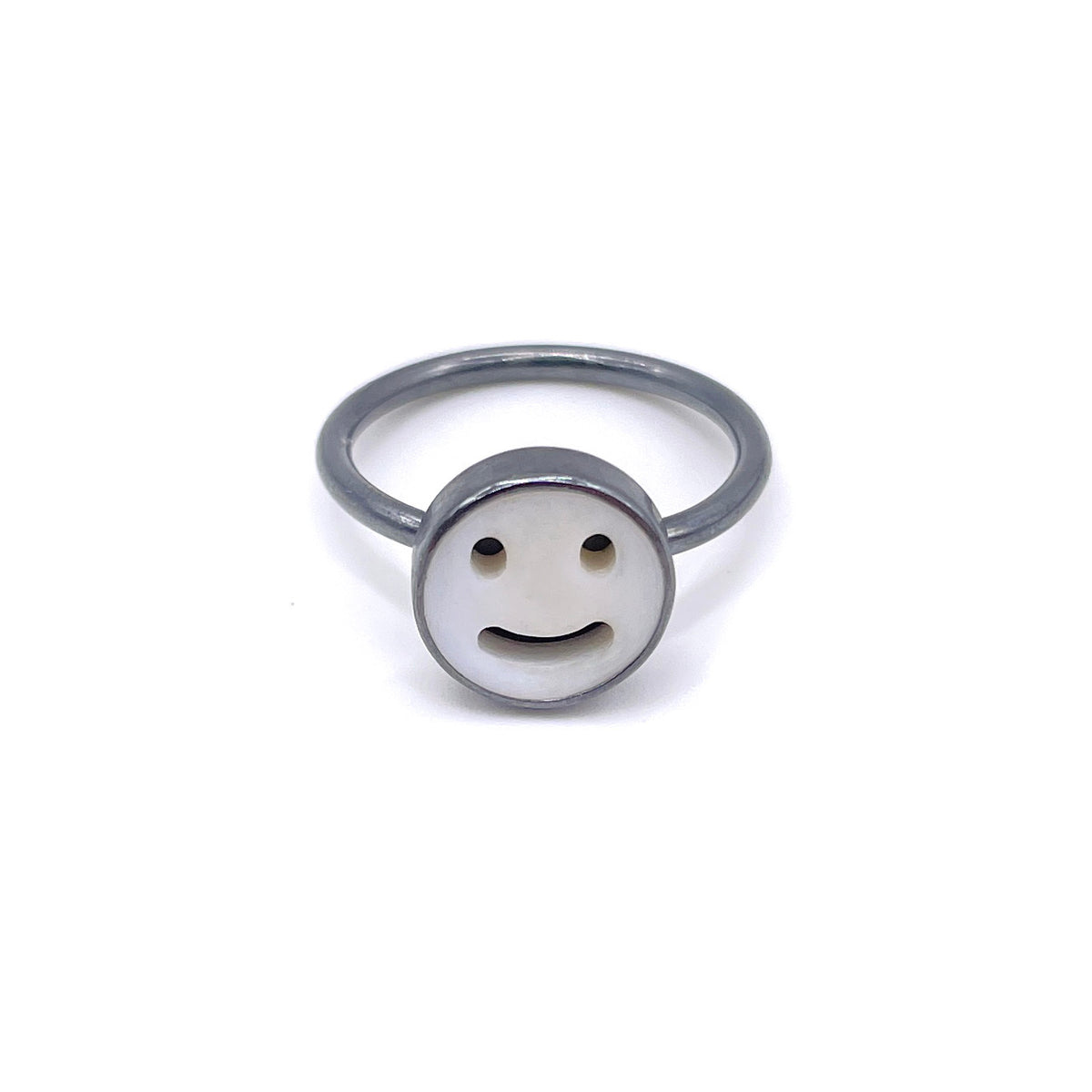 Emily Rogstad: Smiley Ring. sterling siver, mother of pearl ( MOP) size 6.25