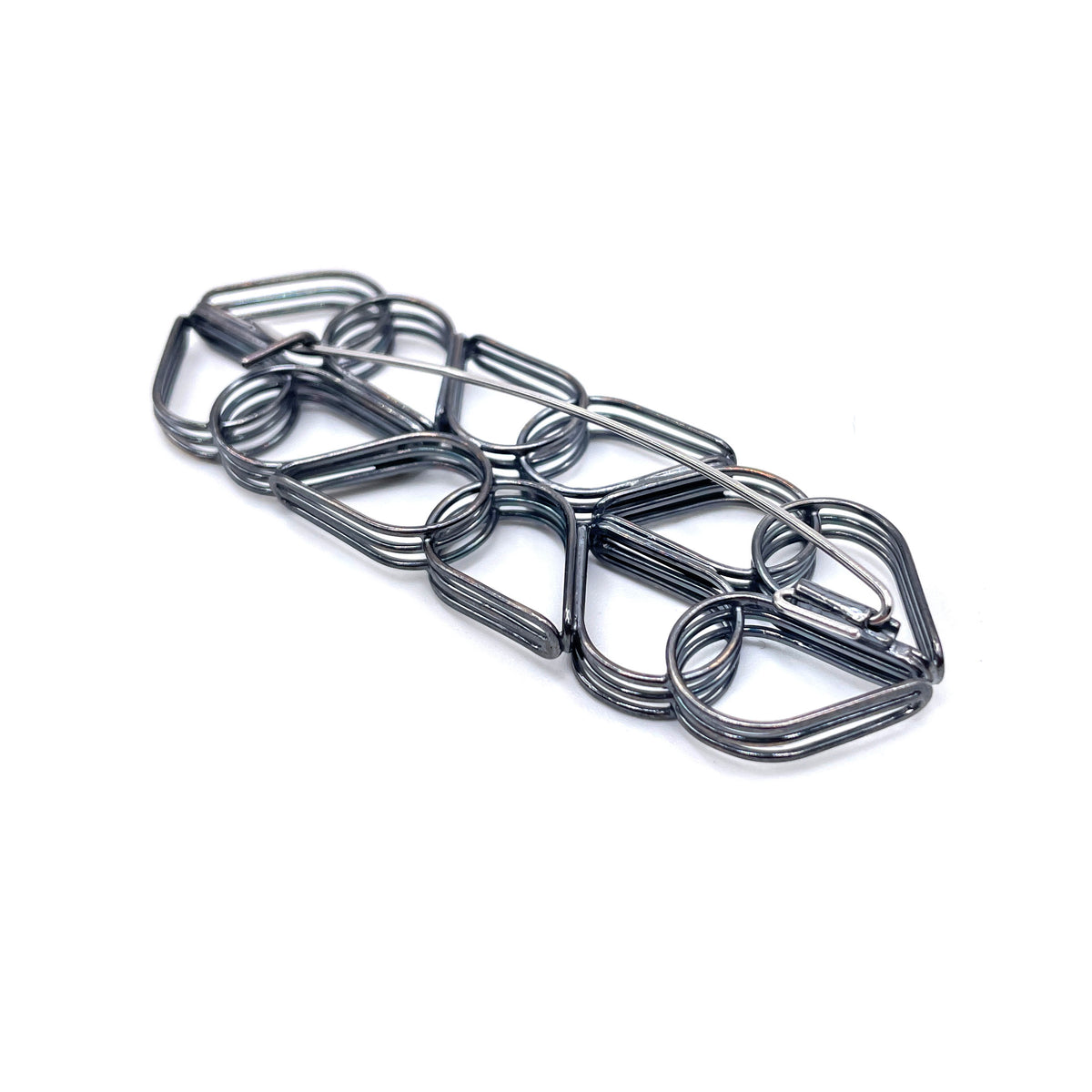 Emily Rogstad: Threaded Teardrop Brooch, OXIDIZED STERLING SILVER Regular
